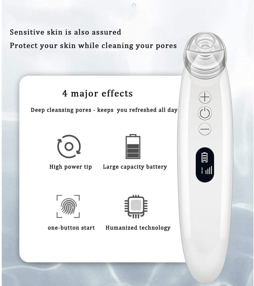 ESHINEDE Aspirapolvere for punti neri Aspirapolvere for punti neri Estrattore di comedoni for l'acne Strumento di aspirazione for punti neri ricaricabile USB con sonde for la rimozione dell'acne di pu