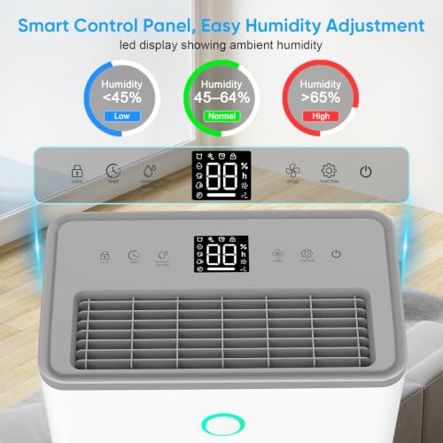 Image of Dehumidifiers for Home, 30 Pint Dehumidifier for Basement with Drain Hose