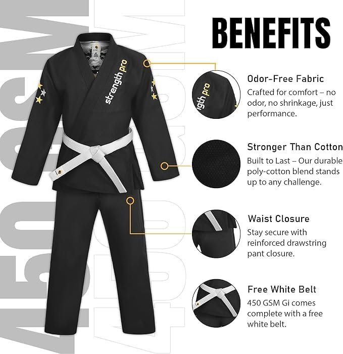 Bjj Gi Kids Brazilian Jiu Jitsu Gi with IBJJF Lightweight Preshrunk Fabric Jiu Jitsu Karate Gi Kids - Image 4