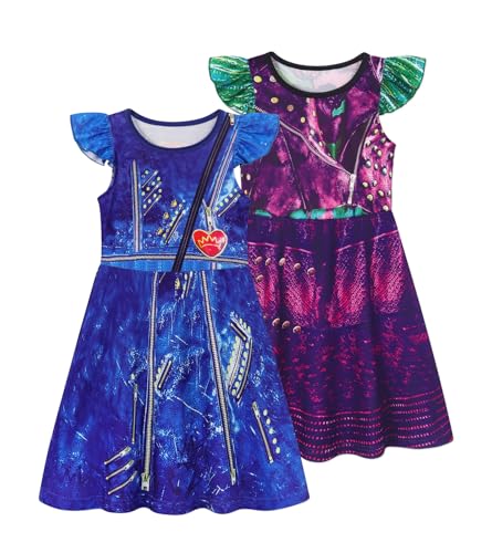 Jurebecia 2Pcs Girls Nightgowns Princess Nightgown Sleepwear Pajamas Flutter Short Sleeves Nightdress Nightie Dress for Kids