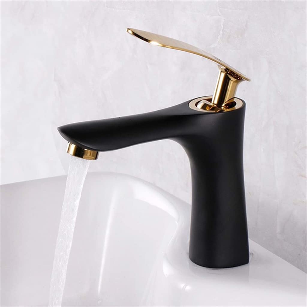 Mélangeur de bassin laiton mitigeur salle de bain eau chaude froide noir