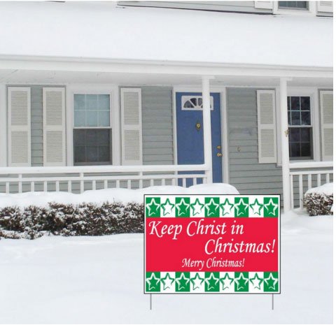 VictoryStore Yard Signs - Keep Christ in Christmas Yard Sign, Green and Red (25)