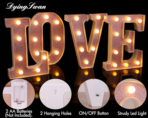 Image of Small Led Marquee Letters, Light Up Letters, 8.58 Inch Led Letter Lights, Battery Powered Lighted Sign for Table, Party, Birthday, Christmas Decor (Pink Glitter, Letter &)