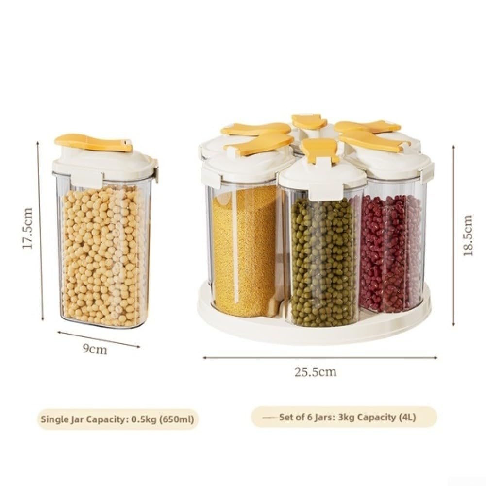 Organizador Giratorio 6 Piezas Plástico Sin BPA Hermético(White)