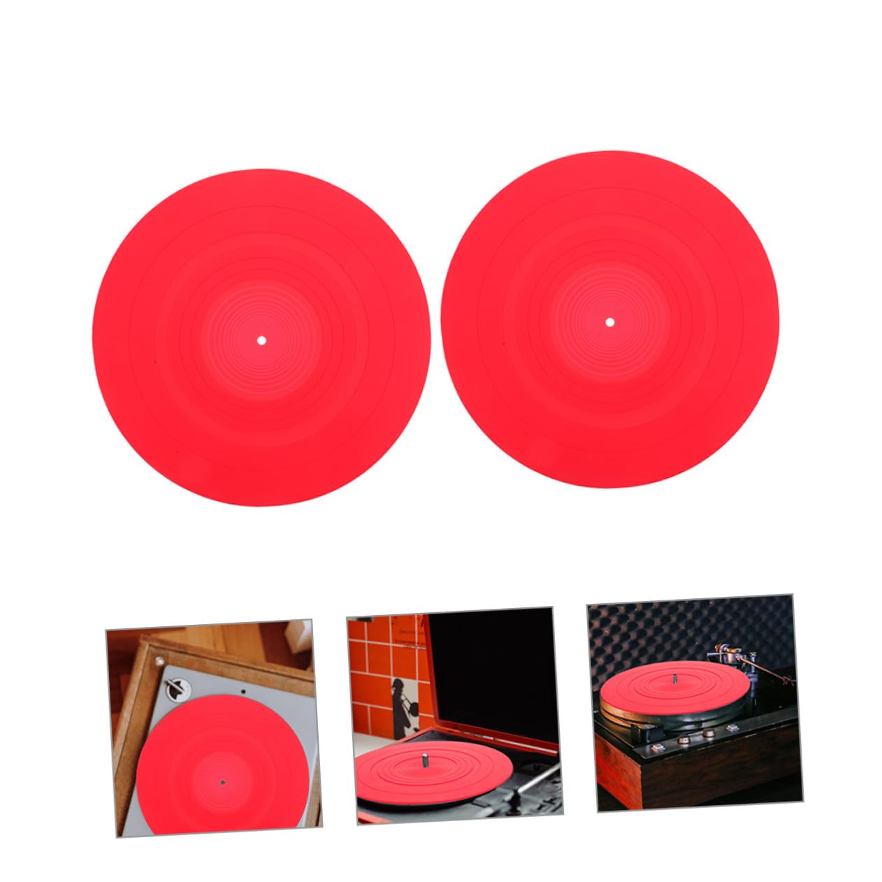 Hemobllo 2 Pezzi Tappetini per Giradischi in Silicone Antistatico Sostitutivi, Protezione Disco Vinile, Dimensioni per Giradischi Professionali e Domestici