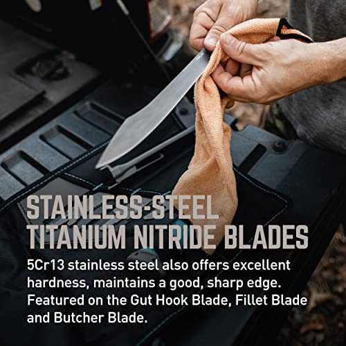 True Swift Edge Interchangeable Hunting And Fishing Knife Kits With Four Replaceable Blades, Field Dressing & Fish Filleting Kits With Convenient Storage Roll Pouch, Hunt Processing Kit #TOP4