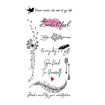 Beautiful Quotes Tattoo Birds with Feather Waterproof Boys and Girls Temporary Body Tattoo