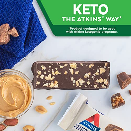 Atkins Snack Bars, Peanut Butter Fudge Crisp, 10G Protein, 2G Net Carbs, 1G Sugar, 6.17-Ounce, 5 Count (Packaging May Vary) #TOP3