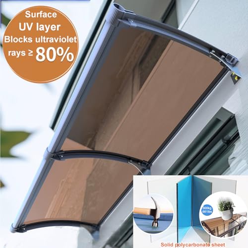 Auvent extérieur 80x188 cm pour terrasse abri imperméable et protection solaire de jardin - 3