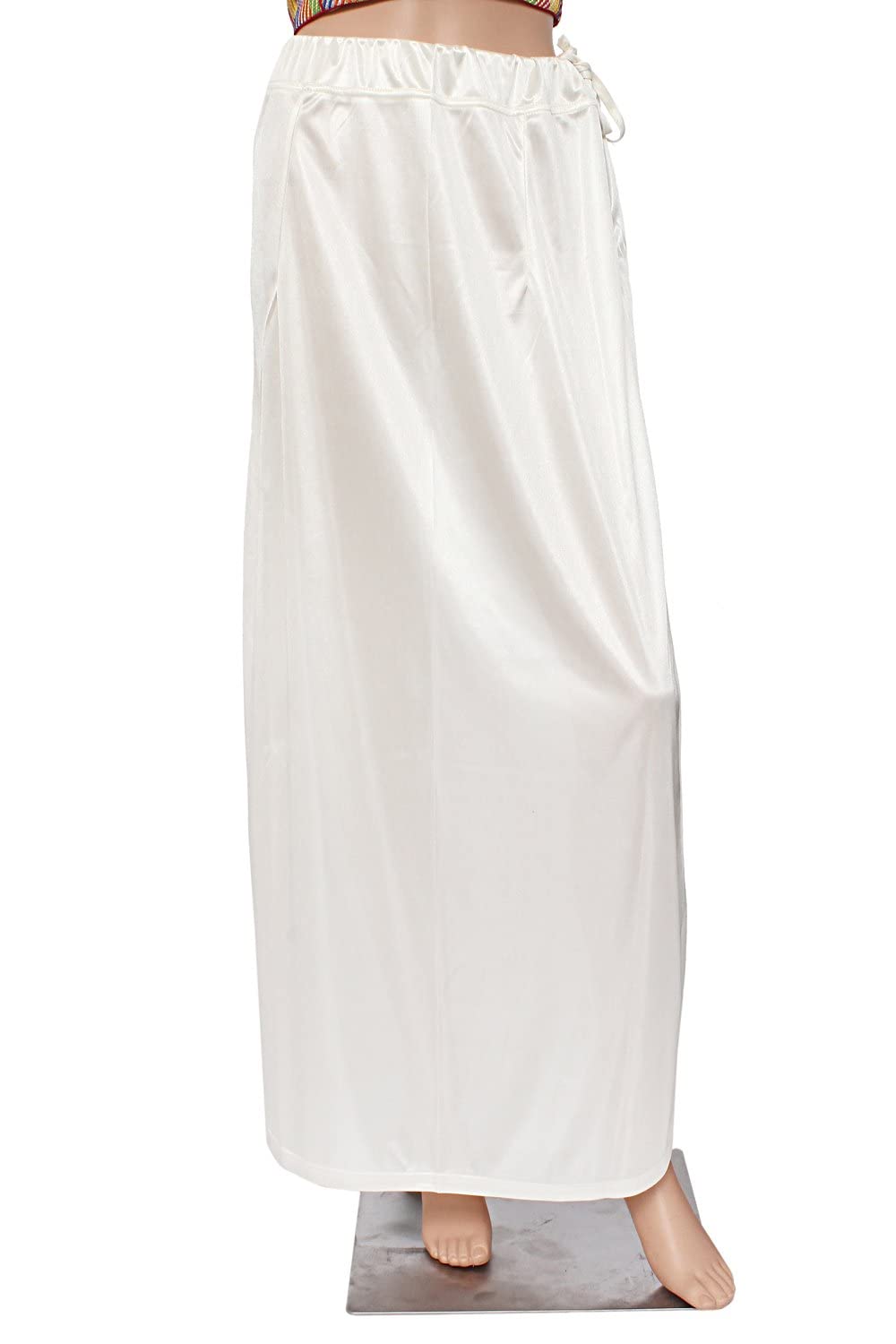 Women's Satin Solid Petticoat (White, Free Size)-image-21