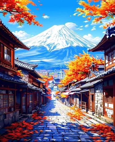 数字油絵 秋 数字キットによる絵画 風景 Paint by Numbers DIYペイント 大人の 初心者 子供用 簡単に塗れる アクリル水彩絵の具 手芸 画材 手工芸 キット 3つのペイントブラシと1つのセットのアクリル顔料を使用 ホーム オフィス装飾
