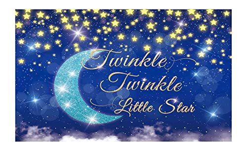 Allenjoy Twinkle Twinkle Little Star Backdrop Night Moon and Starry Galaxy Space Photography Background for Newborn Kids Baby Shower Birthday Party Decoration Banner Portrait Photo Booth Props