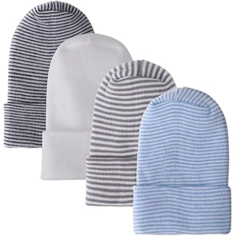 DRESHOW BQUBO Newborn Baby Boys Hats Hospital Cotton Cute Knit Hat Premie Baby Stripe Beanie Infant Caps for 0-6 Months Cover