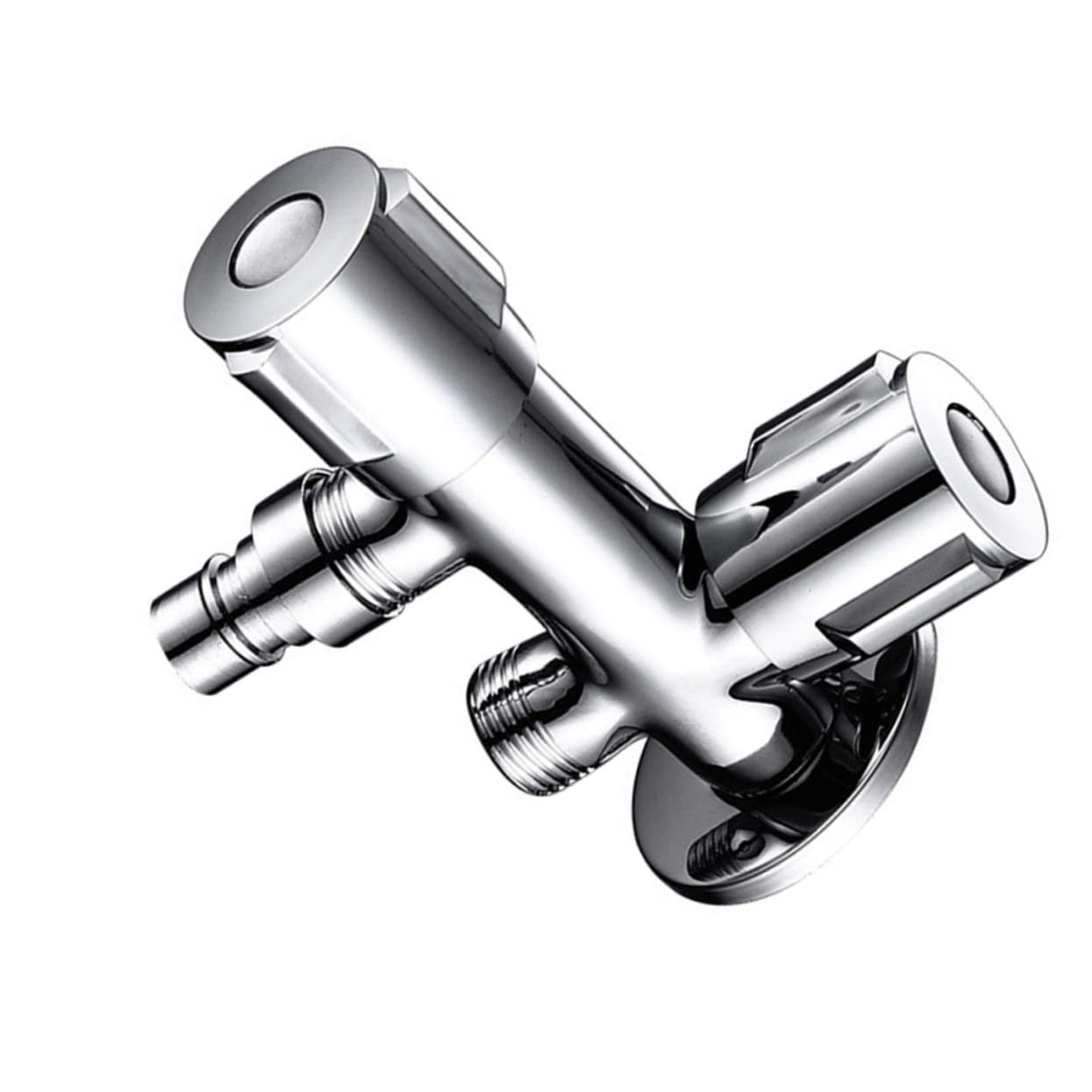 Valvola Doppio Rubinetto per Lavatrice in Acciaio Inox Argento | Uso Domestico in Bagno, per Lavatrice e Lavastoviglie, Design Semplice Lavorazione Professionale