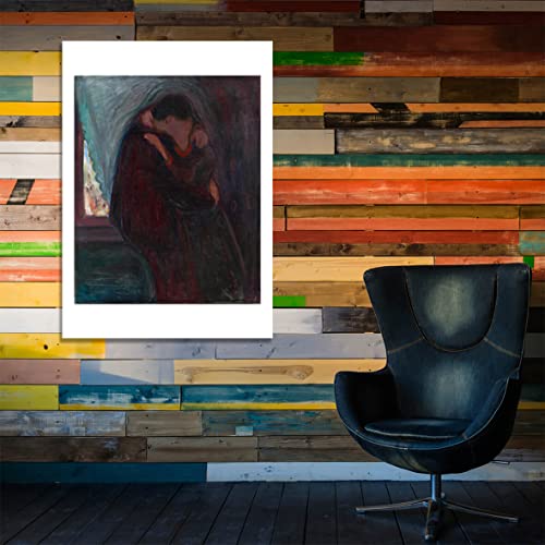 Affiche Le Baiser de Munch grand format encadré finition satinée