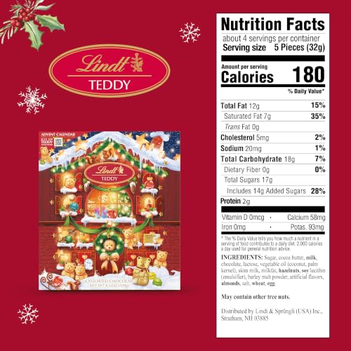Lindt TEDDY Assorted Chocolate Candy Christmas Advent Calendar, 4.5 oz. - image 2