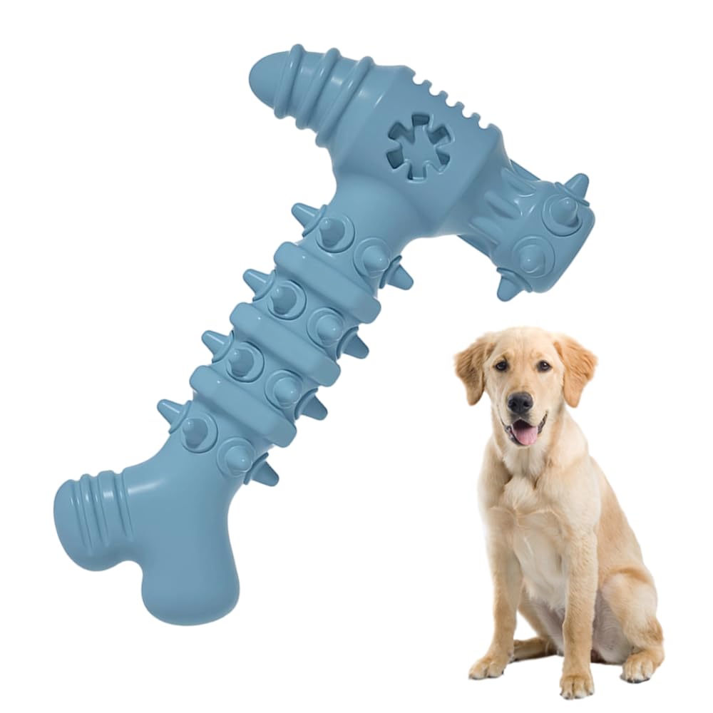 CARPJZ Dog Chew Toy, Hammer Shape with Teeth Cleaning Bumps, Long-lasting Interactive Puppy Chew for Boredom Relief, Medium Large Breed, Easy Wash