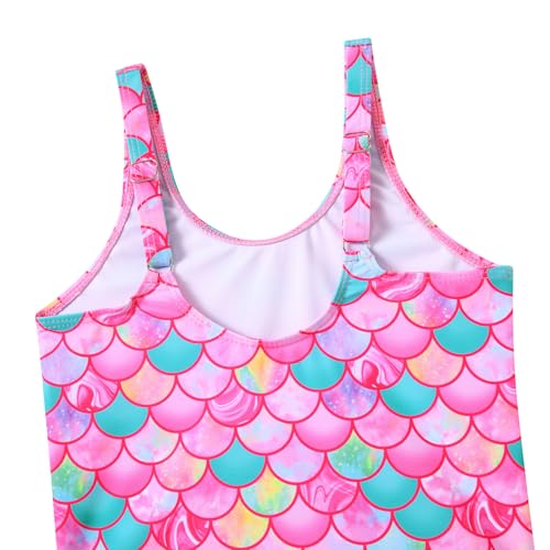 Image of Yousie Girls Swimsuit One Piece Tropical Kids Bathing Suit Swimwear Adjustable Swim Dress 5-9 Years