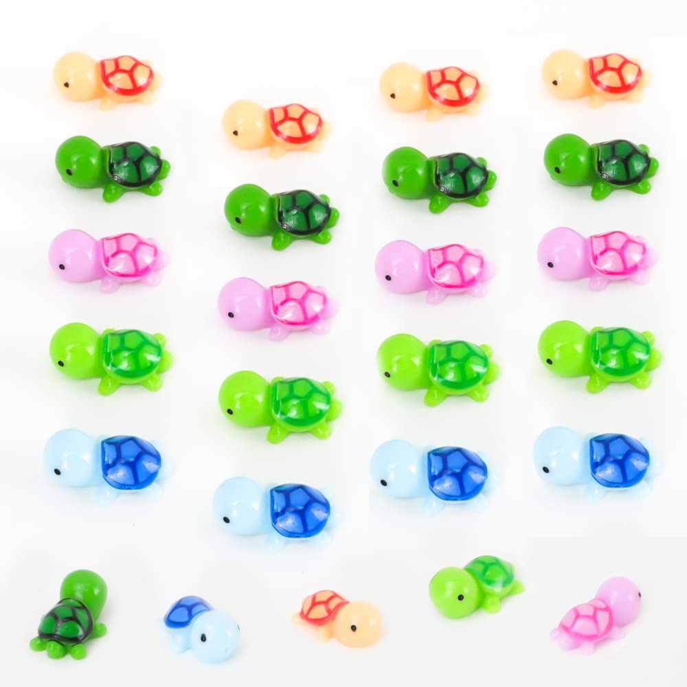 SHILIPAIJC25 Pcs Miniature Sea Turtles Cake Toppers, Small Sea Turtles Ornaments Decor Cute Animals Toys, Multicolor Sea Turtles Figure for Cake Toppers, Fish Tank Decorations