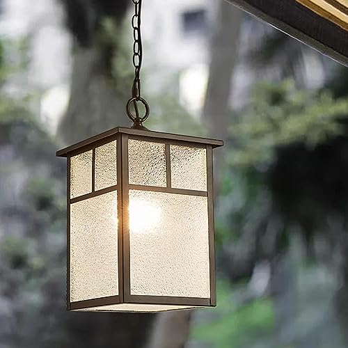 WJJHERRH Modern Outdoor Pendant Light, Matte Black Metal Hanging Lantern Lights Fixture, Creative Rectangle Waterproof Pendant Lamp with Adjustable Chain, Decor Chandelier for Porch, Yard, Gazebo,E26 - Image 3