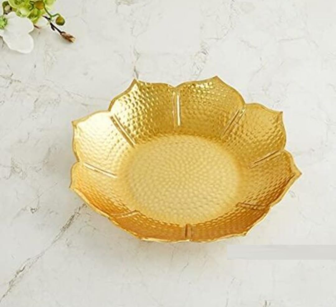 MAXMART Metal Shape Diya Decorative Urli Bowl for Home, Office and Table Decor |Floating Flowers and Tea Light Candles Home Decoration, Pooja Size 8 Inch (Pack of 1)-image-33