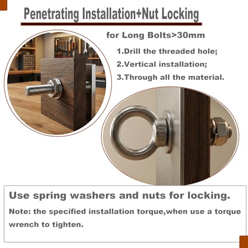 Image of 10 Packs M6 Stainless Eyebolt 1 inch(25mm) Long Male Screw Thread Ring Shoulder Eye Bolts