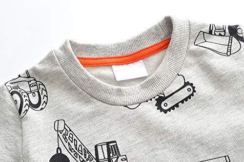 Little Hand Toddler Boys Sweatshirts Long Sleeve Tractor Shirt Dinosaur Pullover Digger Monster Truck Top Tee Kids 2-7 Years4