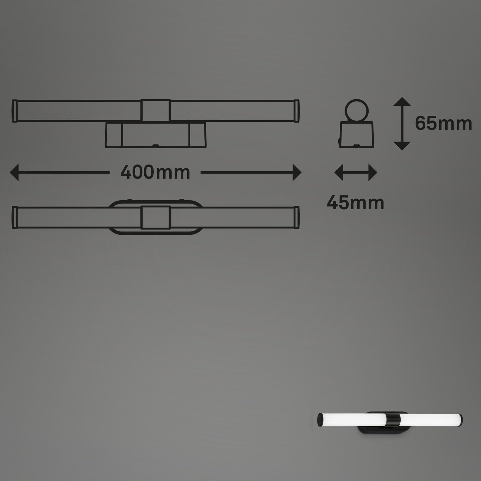 BRILONER - Lampa LED do lustra łazienkowego, lampa łazienkowa, lampa ścienna, IP44, neutralny biały kolor światła, 7 W, czarny, 40 cm