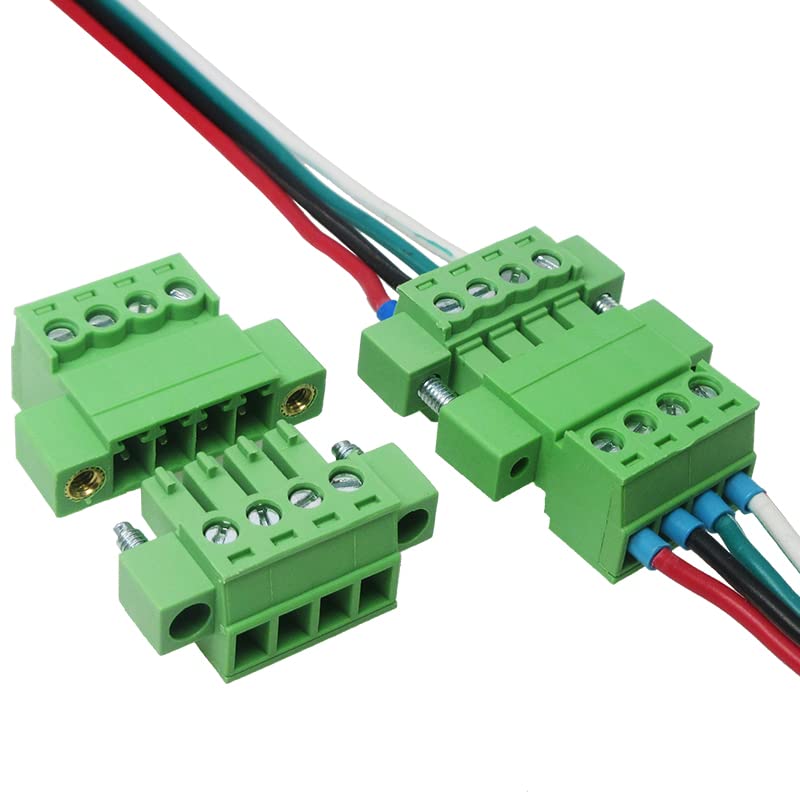 fengpeng 1/5/10Pairs Solderless Docking Type 15EDGRKM 3.81MM Screw Terminal Block Connector PCB Plug-in 2edg Green(10sets,14P)