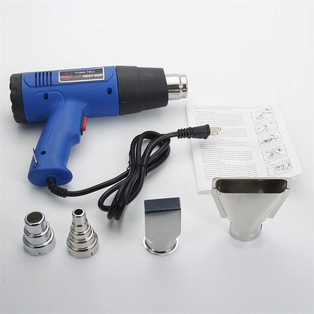 Pistolet à Air Chaud 1500W, Pistolet Thermique avec 4 Buses, avec 2 Contrôles de Température, Noyau Chauffant en Mica, Pistolet à air chaud capable de PVC rétractable, Dégommage, Dessouder