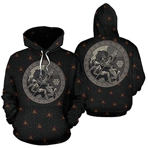 Sweat à capuche Viking pour homme l'esprit d'Odin et Fenrir en streetwear