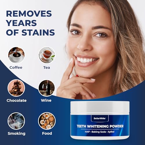 teeth whitening powder - hydroxyapatite remineralizing non-sensitive formula - dentist-approved tooth stain remover amp polisher - fluoride-free 30 grams