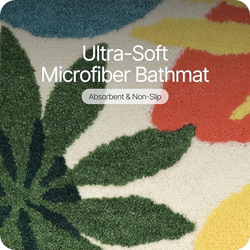 Image of Saral Home Microfiber Bath Mat 38x60 cm | Ultra Soft, Super Absorbent & Anti-Skid | Quick Dry Non Slip Door Mat for Bathroom, Bedroom, Kitchen & Entrance | Multicolor (Pack of 1)