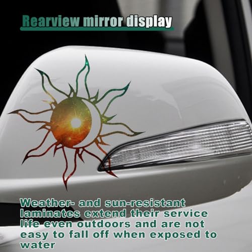 Image of LAINLOY Galaxy Sun and Moon Sticker Decal, Waterproof Vinyl Sticker, Automobile Bumper Decoration Decal, Universal Exterior Accessories for Car, Truck, Van, Window, Wall, Laptop