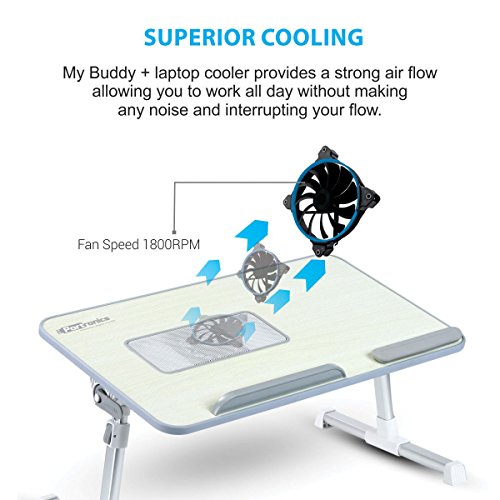 Image of Portronics My Buddy Plus Adjustable Laptop Table with Built-in USB Cooling Fan, Foldable Legs, Adjus