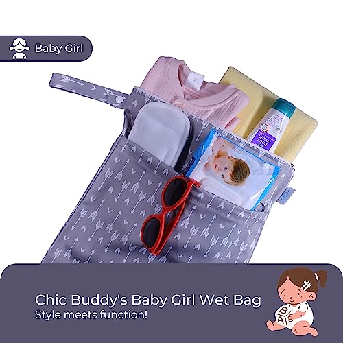 Image of Chic Buddy Waterproof Wet Bag, Washable, Reusable for Travel, Beach, Pool, Stroller, Diapers, Dirty Gym Clothes, Wet Swimsuits, Toiletries (Chevron, Wet Bag /Dry Bag)