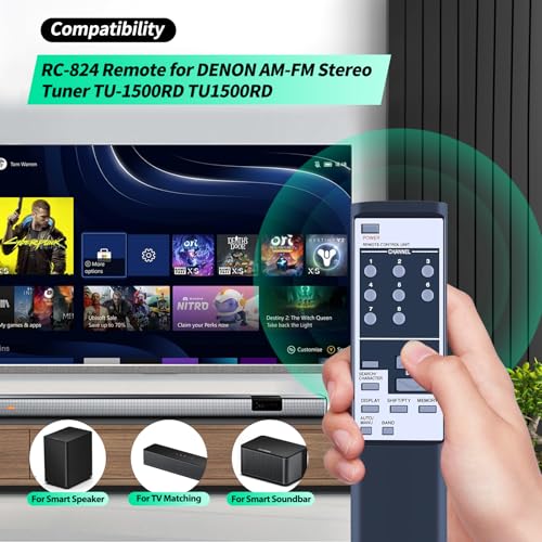 Télécommande RC-824 de remplacement pour tuner AM-FM Denon TU1500RD - 2