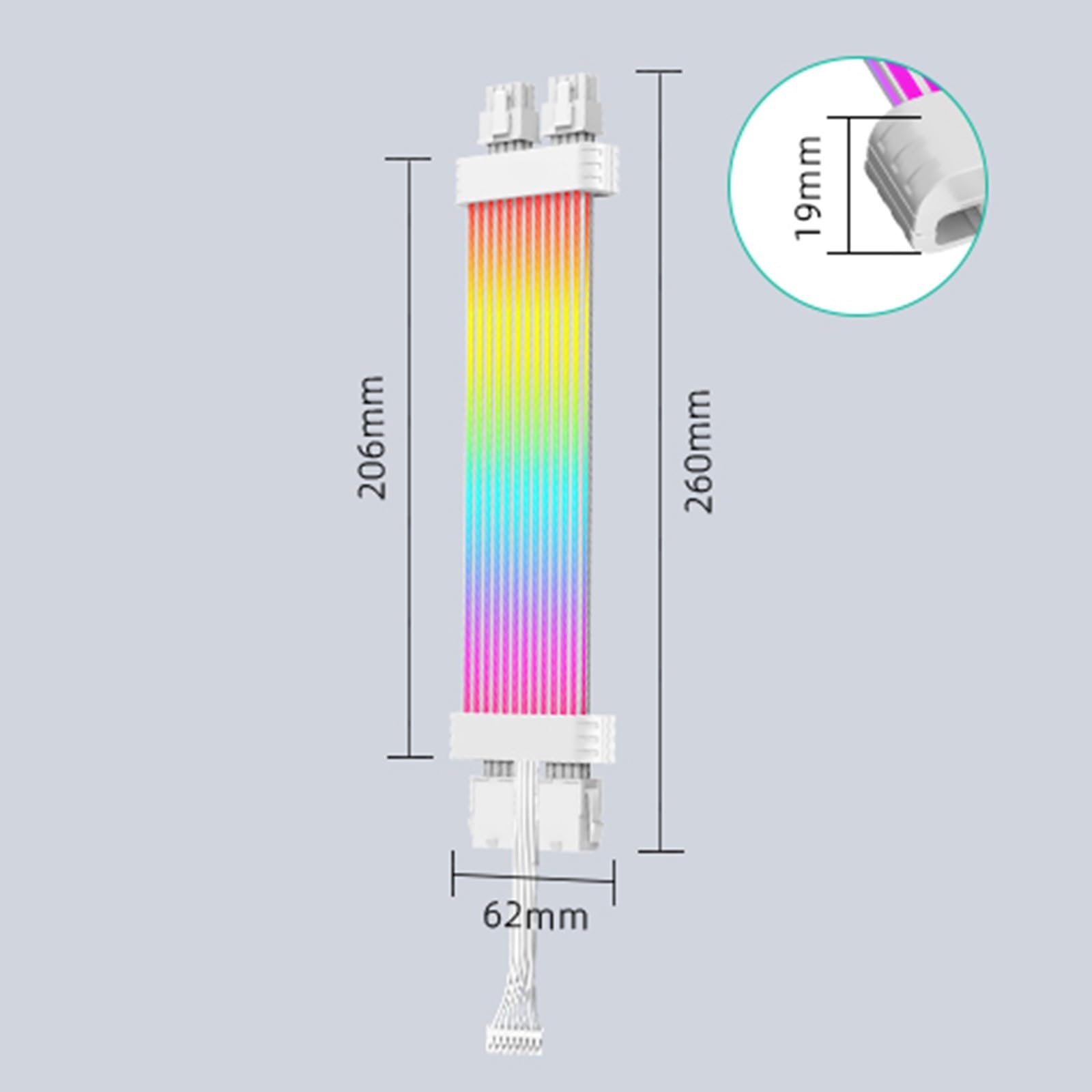 Silicone ARGB 24Pin GPU Cavo di Alimentazione Controllo Illuminazione Strisce di Luce ARGB Configurazioni facili Estensione di potenza CPU resistente ad alta temperatura