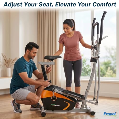 Image of Propel HDA 64i 2-in-1 Elliptical Cross Trainer & Seated Upright Bike for Home | 8-Level Magnetic Resistance | Silent Flywheel | Adjustable Seat & Handle | Pulse Monitor | 100 kg Capacity