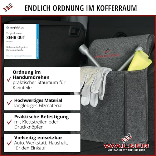 Walser Kofferraumtasche Toolbag Größe S, Nadelfilz Kofferraum-Organizer, Autotasche, Aufbewahrungstasche, Kofferraum-Toolbag 28x14x28cm