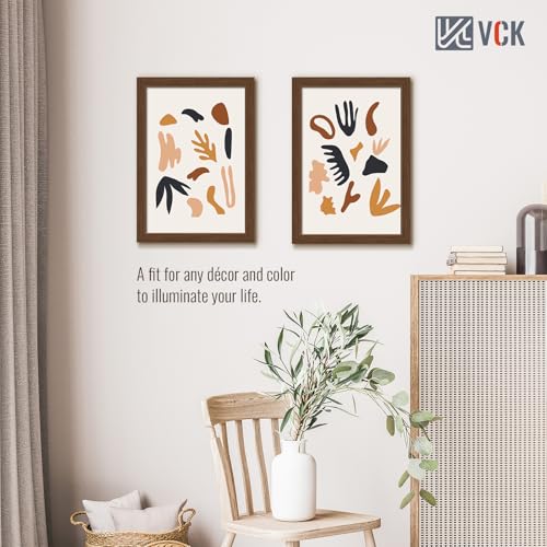 Image of VCK 13x19 Frames 3 Pack, Brown Poster Frame MDF Wood with Polished Plexiglass, Wall Mounting Horizontal & Vertical Display