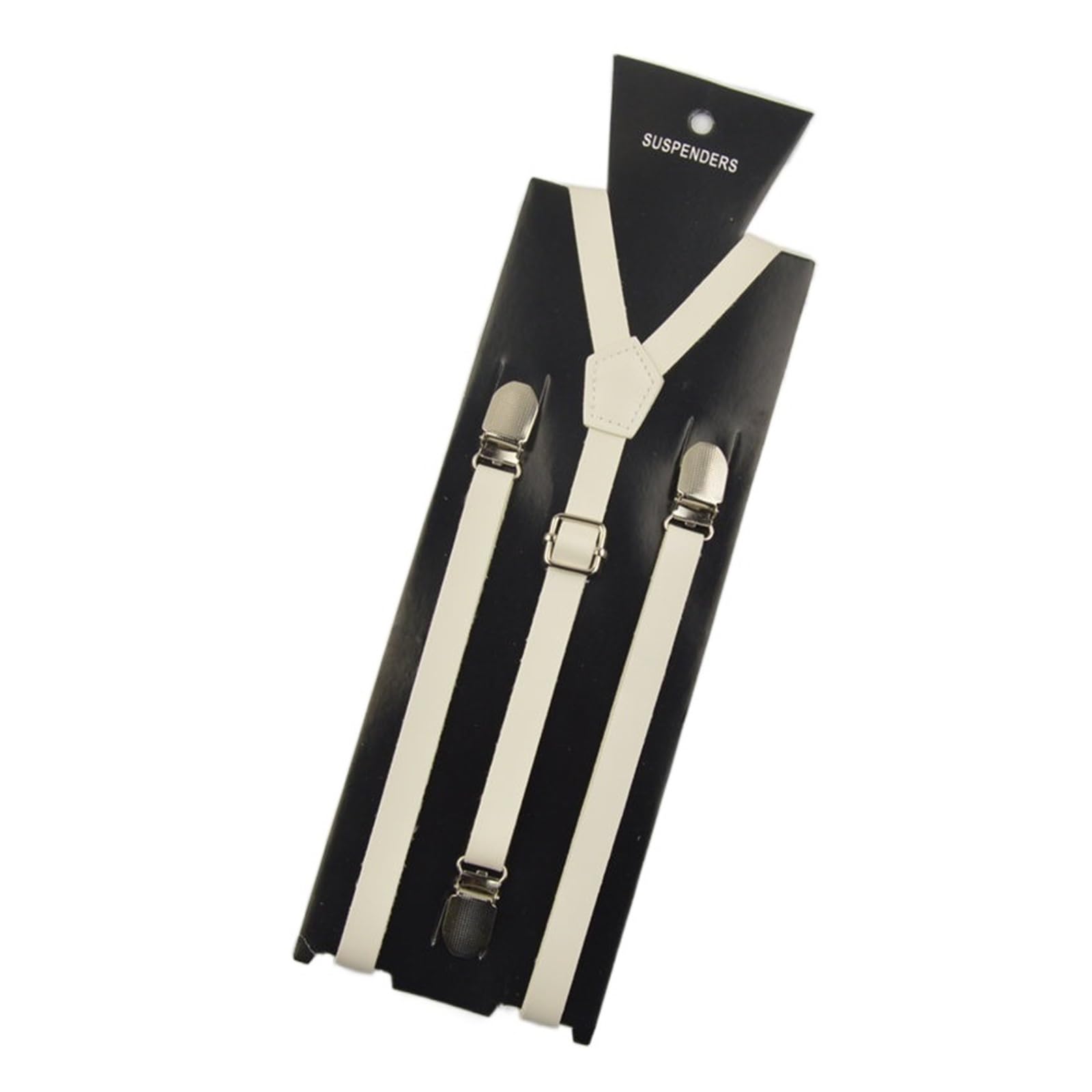 Bretelles porte-jarretelles en cuir synthétique pour homme/femme de 115 mm de large (blanc)