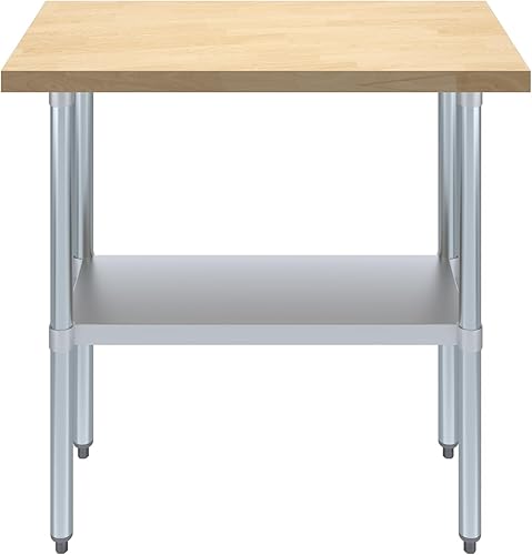 Miniatura 2 de AmGood Mesa de trabajo de madera de arce de 18 x 36 pulgadas con estante inferior ajustable