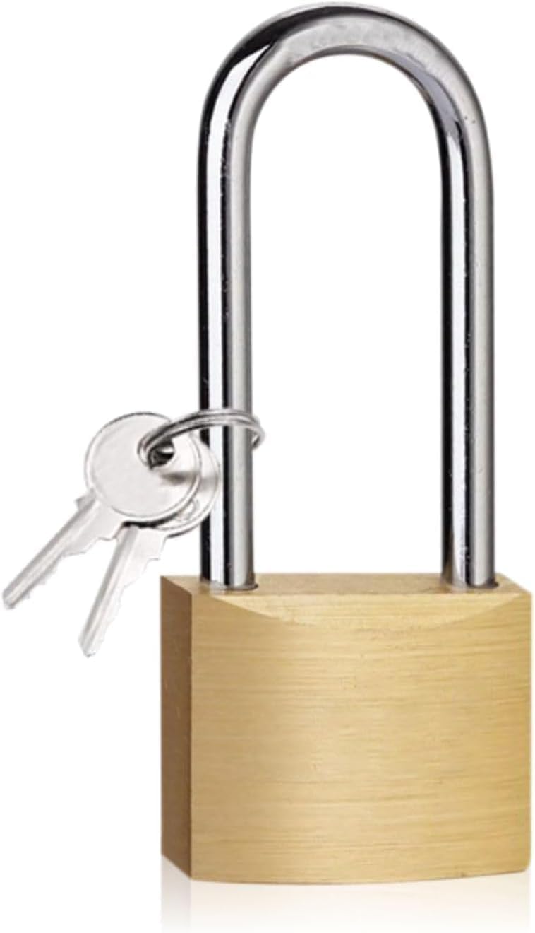 38mm Long Shackle Padlock with Keys High-Security Lock for Outdoor Use Ideal for Shed, Gym, Warehouse, Garage, Garden Gate, and Fence Storage Unit, Toolbox, Trailer