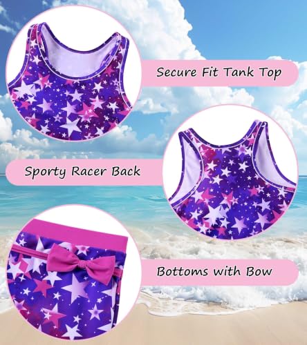 Image of Belovecol Girls Swimsuits 2Pcs Tankini Bathing Suit 4-16Y Bra Pads for 12Y+
