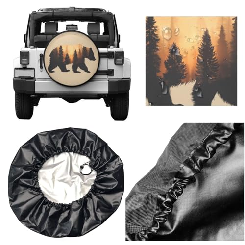 Image of Brown Bear Spare Tire Cover for Rv Trailer Camper- Waterproof Wheel Protectors Cute Wheel Cover Universal Fit for Truck SUV Travel Camping Outdoor-15 inch