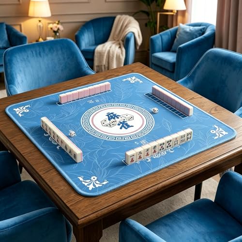 Tapete para Mahjong 80x80 cm antideslizante azul miniatura 6