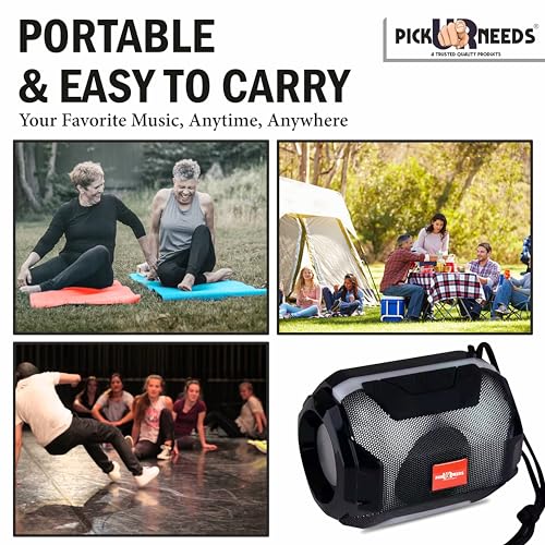 Image of Pick Ur Needs Wireless Rechargeable Mega Bass Portable Bluetooth Speaker | Water Proof | Splash Proof | Premium Speaker Compatible with All Mobile Phone (Black)