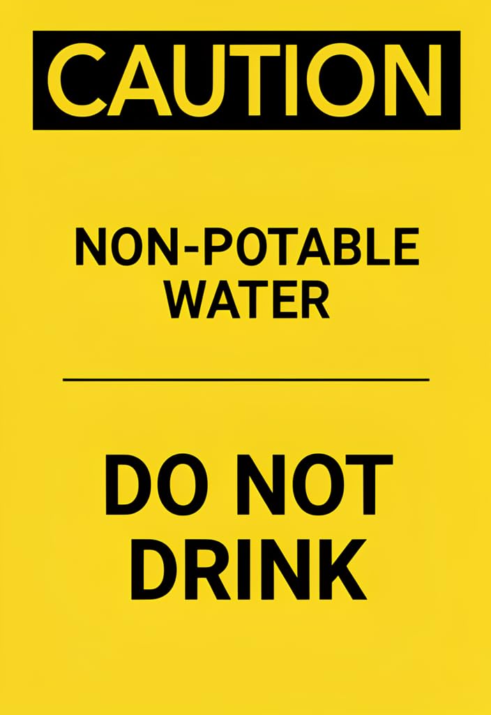 peiyeety Caution Non-Potable Water DoDrink Tin Sign 12x8 Inch, Yellow & Black Safety Warning Metal Plaque, Bold Notice Wall Decor for Utility Room, Workshop, Garage, Pool Area & Job Site