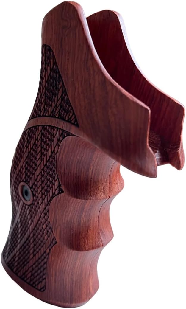 Handmade reproductive Padauk Wood Grips Compatible with Taauuruss Tracker/Judge 17 44 415 425 450 617 627 692, Compact Frame, Diamond Cross Engraved #TK5